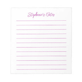Bloco De Notas  Script Elegant Dark Pink Lined Personalized