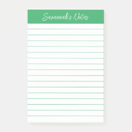 Bloco De Notas Script Elegant Green Lined Personalized