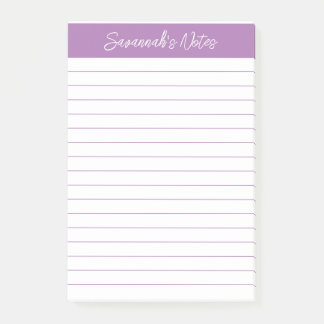 Bloco De Notas Script Elegant Lavender Lined Personalized