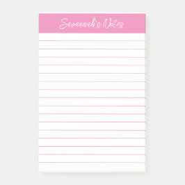 Bloco De Notas Script Elegant Pink Lined Personalized