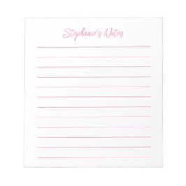 Bloco De Notas Script Elegant Pink Lined Personalized
