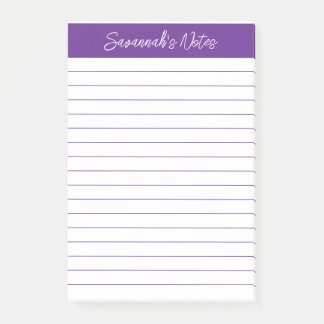 Bloco De Notas Script Elegant Purple Lined Personalized