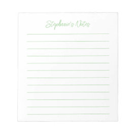 Bloco De Notas  Script Elegant Sage Green Lined Personalized