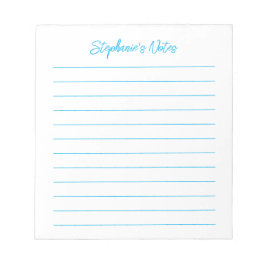 Bloco De Notas  Script Elegant Sky Blue Lined Personalized
