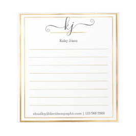 Bloco De Notas Script Elegante 2 Monograma Da Mesa De