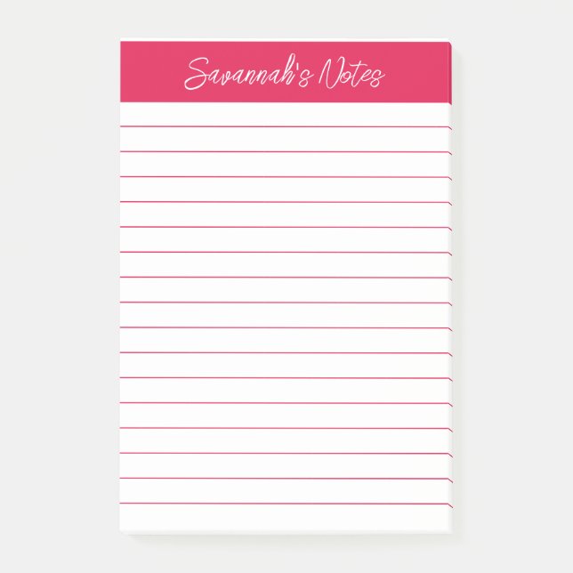 Bloco De Notas Script Elegante Cereja Vermelha Personalizado (Frente)