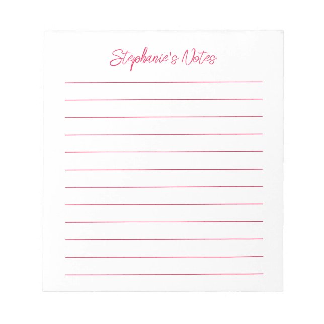 Bloco De Notas Script Elegante Cereja Vermelha Personalizado (Frente)