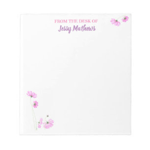 BLOCO DE NOTAS SCRIPT ELEGANTE DE COR FLORAL PINK PASTEL BLUSH