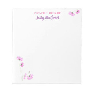 BLOCO DE NOTAS SCRIPT ELEGANTE DE COR FLORAL PINK PASTEL BLUSH