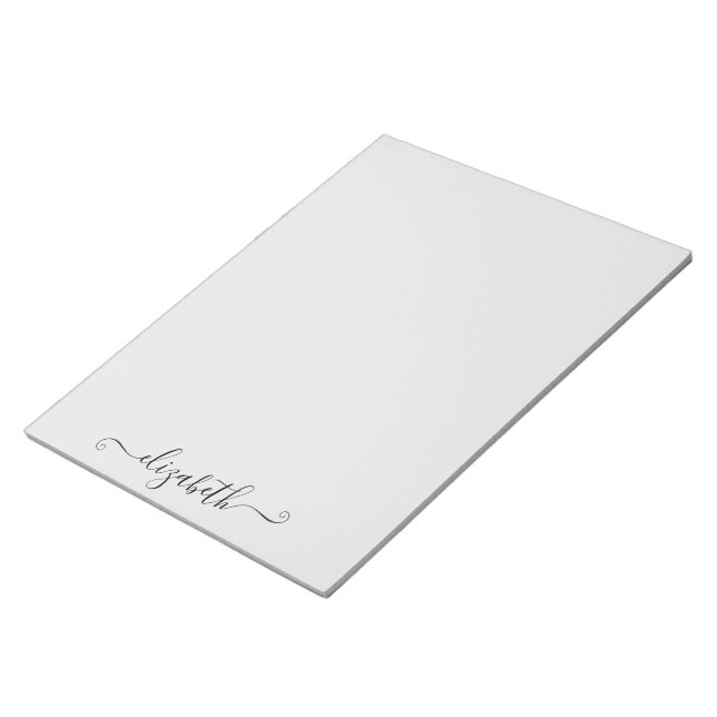 Bloco De Notas Script Elegante Personalizado Cinza Claro (Inclinado)