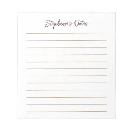 Bloco De Notas Script Elegante Personalizado com Forro Marrom Cho