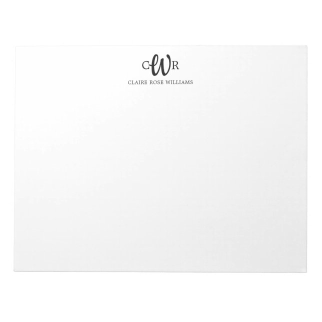 Bloco De Notas Script Inicial Clássico Elegante Modern 3 Monogram (Frente)