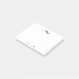 Bloco De Notas Script manuscrito simples trava preto e branco