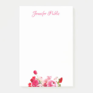 Bloco De Notas Script Modelo Watercolor Pink com Cor de Água Flor