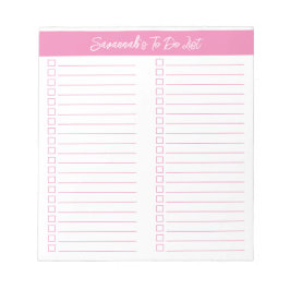 Bloco De Notas Script Modern Pink Two Column Checklist