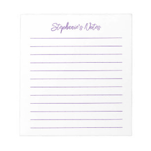 Bloco De Notas Script Moderno Elegante Roxo Personalizado