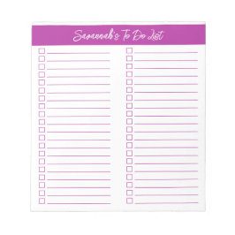 Bloco De Notas Script Moderno Escuro Rosa Duas Colunas Lista de V