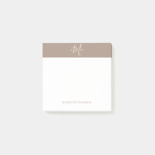 Bloco De Notas Script Monograma de Beige de Calor