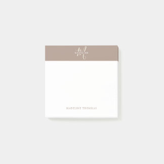 Bloco De Notas Script Monograma de Beige de Calor