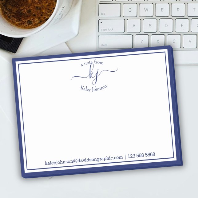 Bloco De Notas Script Monograma Do marinho 2 A Partir Da Mesa Do (Criador carregado)