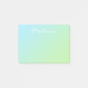 Bloco De Notas Script Ombre Azul Aqua Verde Moderno