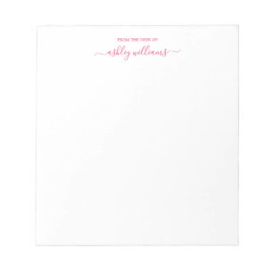 Bloco De Notas Script Rosa Chic Do Gabinete de Nome Personalizado