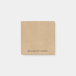 Bloco De Notas Script simples Rustic Kraft Papel Sua Mensagem