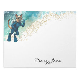 Bloco De Notas Scuba Cat Diving Blue Wet Suit