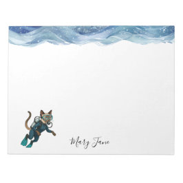 Bloco De Notas Scuba Cat Diving Blue Wet Suit