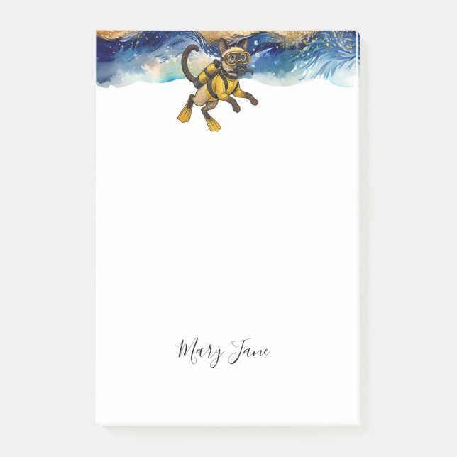 Bloco De Notas Scuba Cat Diving Blue Wet Suit (Frente)