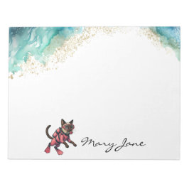 Bloco De Notas Scuba Cat Diving for Pink Lovers