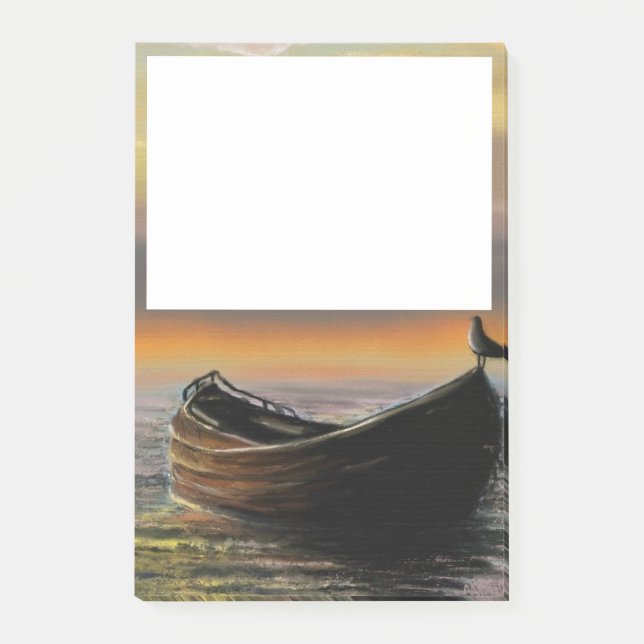Bloco De Notas Sea Sunset Boat Posta as notas (Frente)