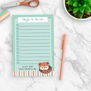 Bloco De Notas Seafoam Green Andando Panda Vermelha Em Lista