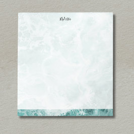 Bloco De Notas Seafoam Silver Striped Elegant Custom Script Name