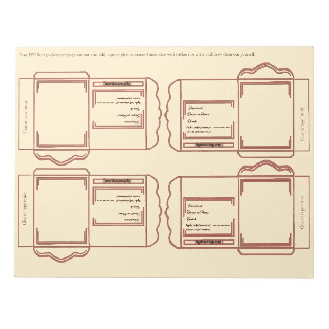 Bloco De Notas Seed Packet coral brown DYI Notepad (Frente)