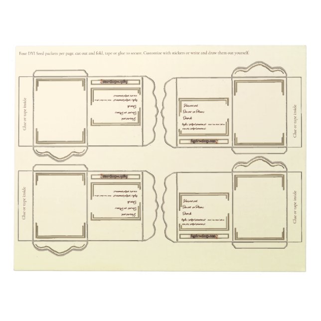 Bloco De Notas Seed Packet cream DYI Notepad (Frente)
