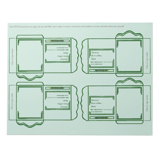 Bloco De Notas Seed Packet green DYI Notepad (Frente)