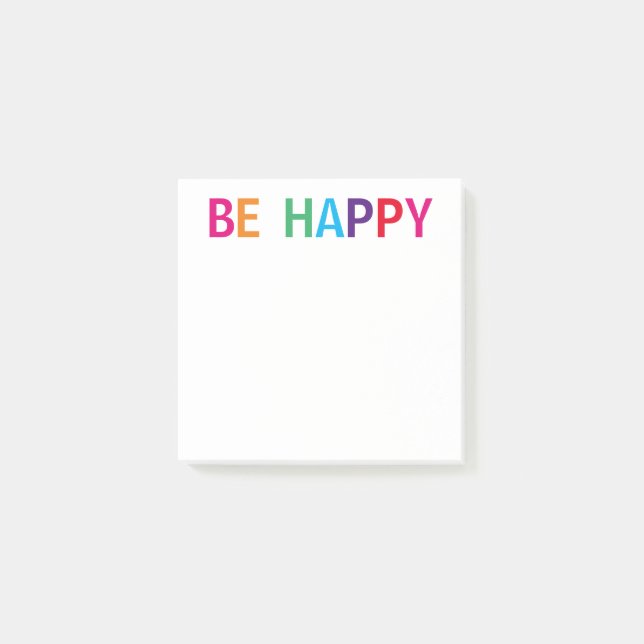 Bloco De Notas Seja Feliz Multicolorido 3 x 3 (Frente)