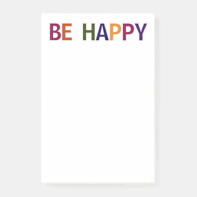 Bloco De Notas Seja feliz multicolorido 4 x 6 (Frente)