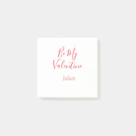 Bloco De Notas Seja meu valentine nome vermelho elegante casal 