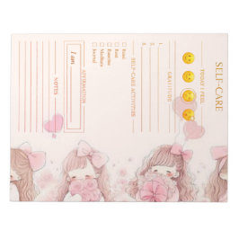 Bloco De Notas Self care blush pink and gold Watercolor planner 