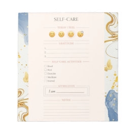 Bloco De Notas Self Care blush pink Planner gold luxury watercolo