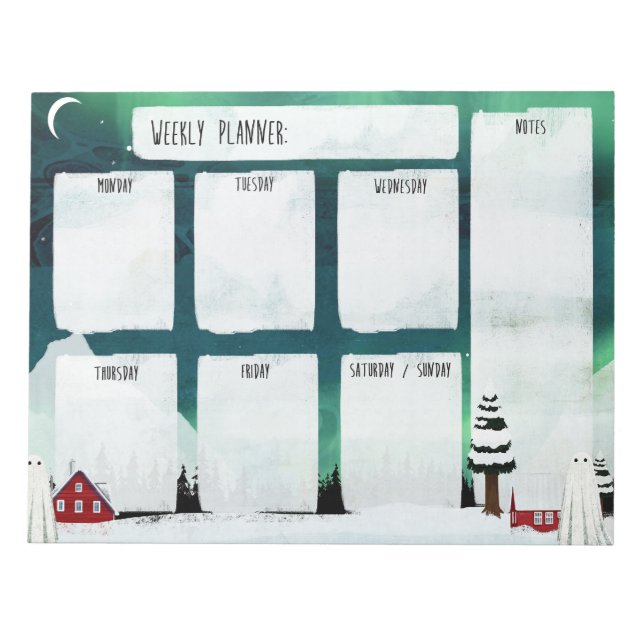 Bloco de notas Semanal Luzes do norte (Frente)