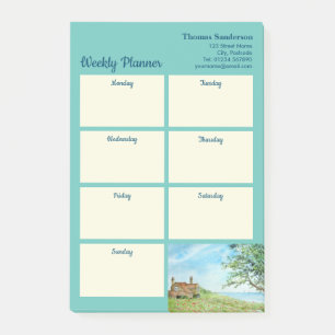 Bloco De Notas Semanal Planner Summer Poppy Field Coast Watercolo