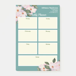 Bloco De Notas Semanal Planner Watercolor Roses Rosa Ballerina