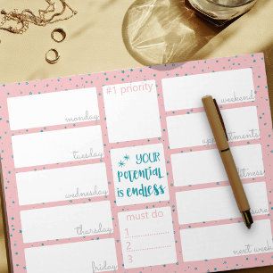 Bloco De Notas Semanalmente, Planejador Diário para Fazer Lista d