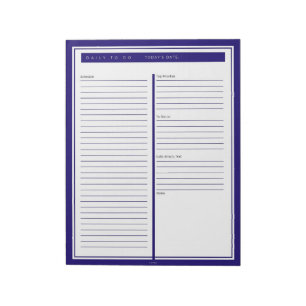 Bloco De Notas Semanário azul para fazer a lista