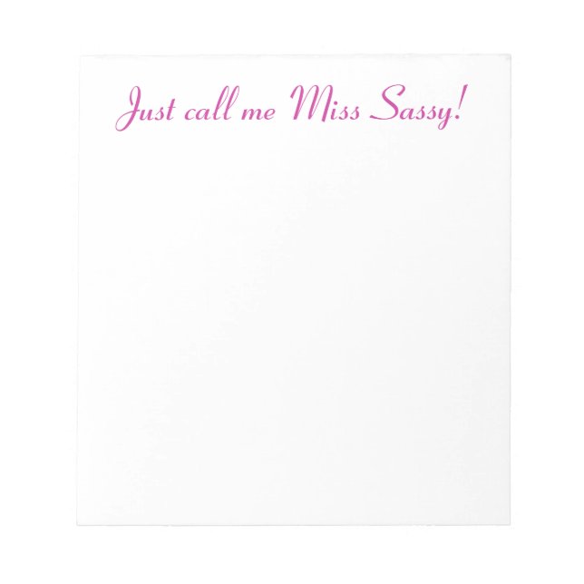 Bloco De Notas Senhora Bonita Engraçada Atitude Sassy (Frente)