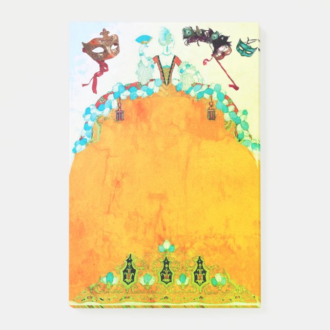 Bloco De Notas SENHORA EM YELLOW Mardi Gras Mascarada Ball Mask (Frente)