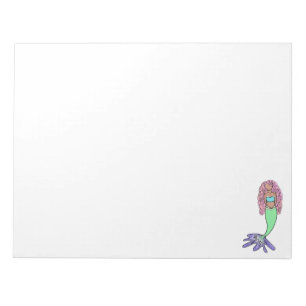 Bloco De Notas sereia arco-íris rosa azul roxo verde preto encara